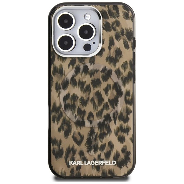 Karl Lagerfeld IML Leopard Pattern MagSafe Case for iPhone 16 Pro - Brown 2