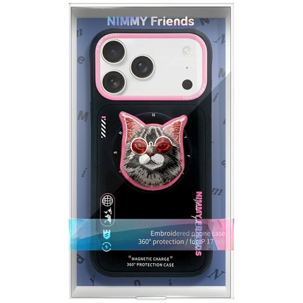 Nimmy Glasses Cool Cat MagSafe Case for iPhone 17 Pro - Black and Pink 1