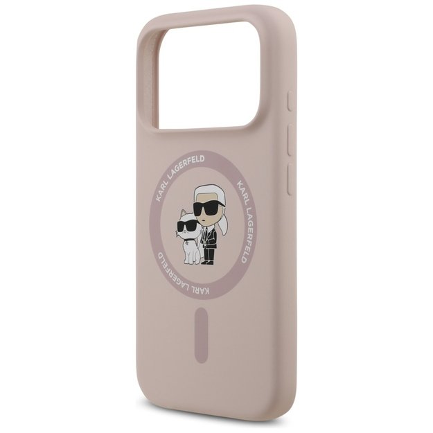 Karl Lagerfeld Silicone Karl&amp Choupette Ring MagSafe Case for iPhone 17 Pro - Pink 5