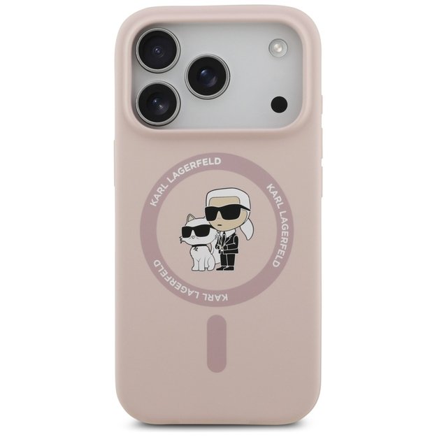 Karl Lagerfeld Silicone Karl&amp Choupette Ring MagSafe Case for iPhone 17 Pro - Pink 2