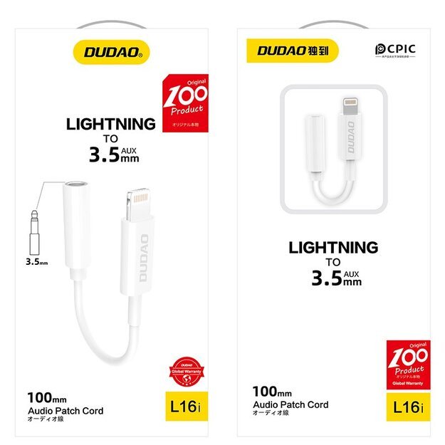 Dudao audio adapter headphone adapter from Lightning to 3.5 mm mini jack white (L16i white) 4