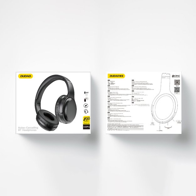 Dudao X22Pro on-ear wireless Bluetooth 5.3 headphones - black 2
