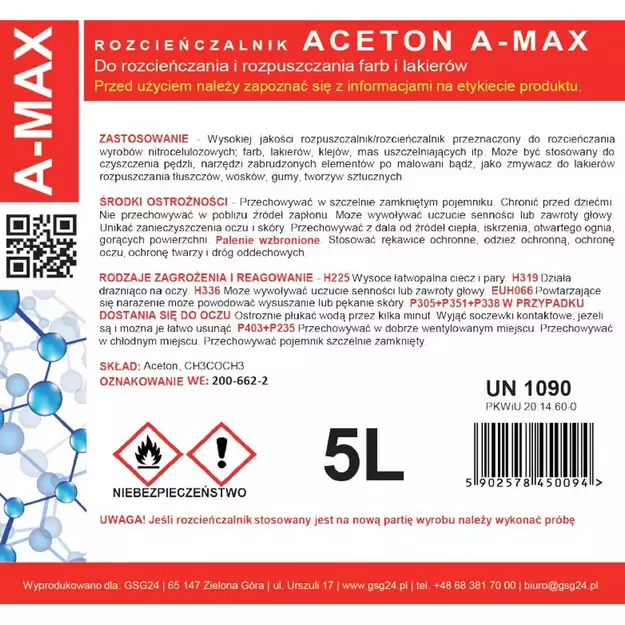 Acetone solvent remover A-MAX 5L 1