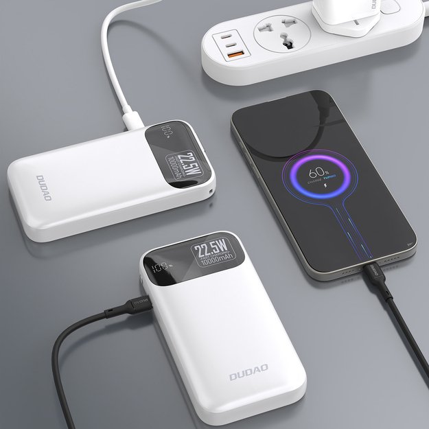 Dudao K31 10000 mAh 22.5W PD Powerbank with Built-in Cable - White 1
