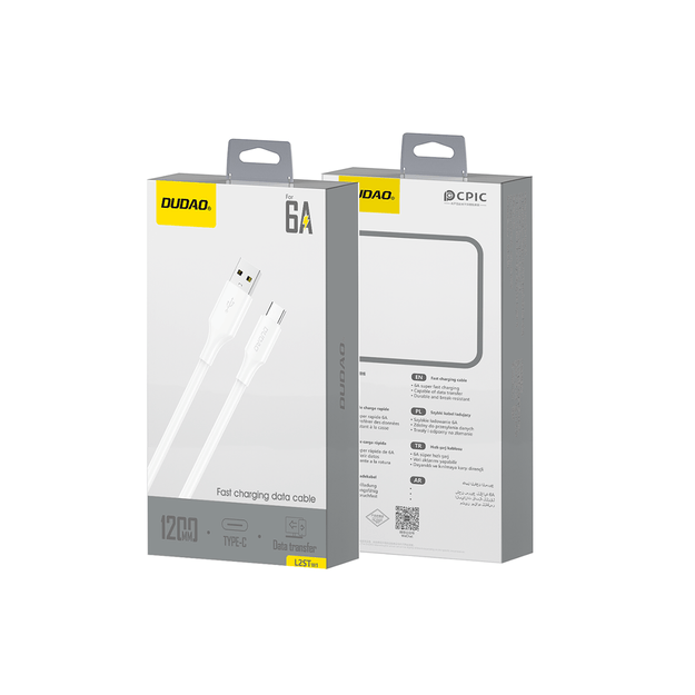 Dudao L2sT USB-A - USB-C 6A Cable 1.2m - White 1
