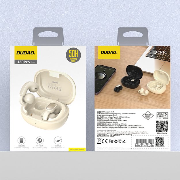 Dudao U20 Pro TWS Bluetooth Wireless Headphones - White 7