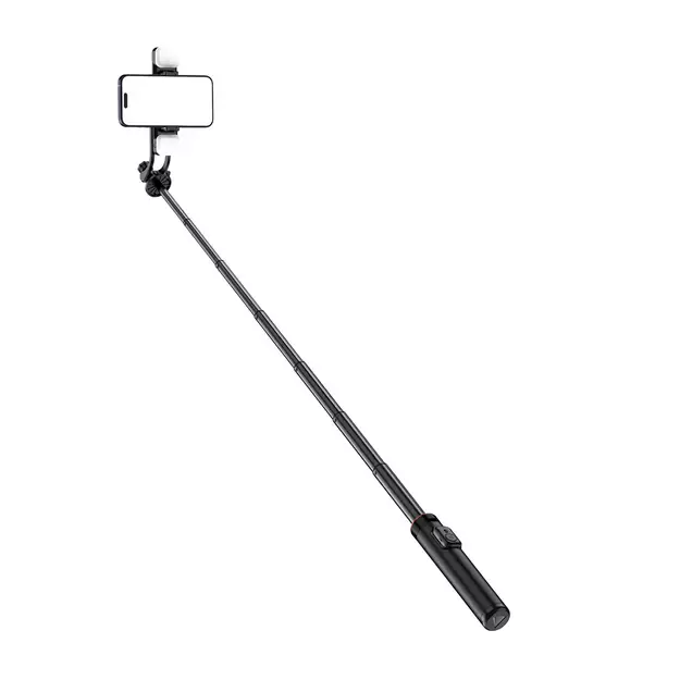 Selfie stick WC12YDS 1.3m aluminum alloy telescopic tripod with dual lamp and phone holder - black 2