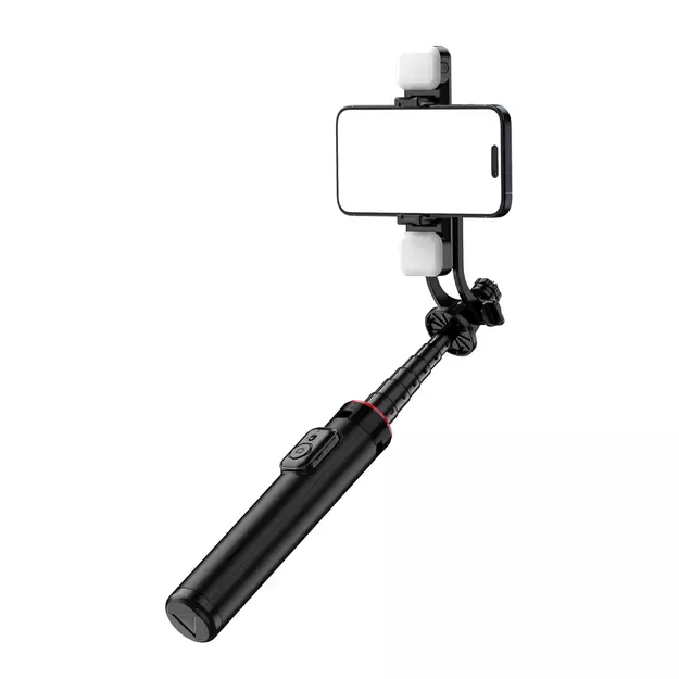 Selfie stick WC12YDS 1.3m aluminum alloy telescopic tripod with dual lamp and phone holder - black 5