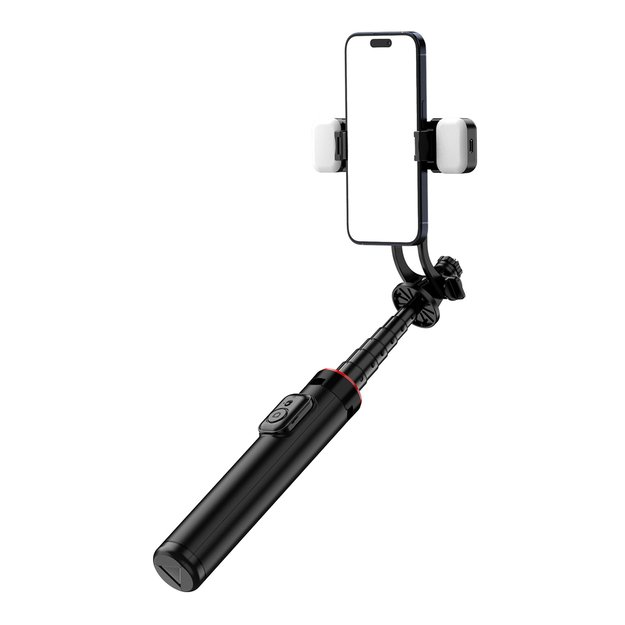 Selfie stick WC12YDS 1.3m aluminum alloy telescopic tripod with dual lamp and phone holder - black 6