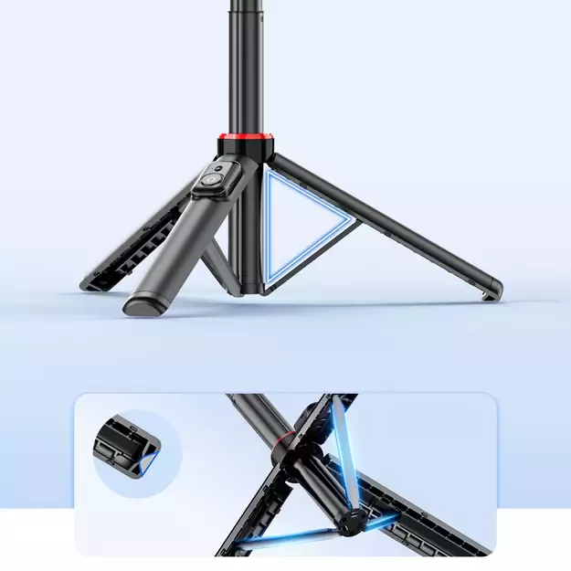 Selfie stick WC12YDS 1.3m aluminum alloy telescopic tripod with dual lamp and phone holder - black 21