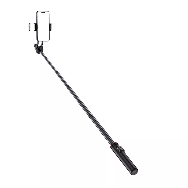 Selfie stick WC12YDS 1.3m aluminum alloy telescopic tripod with dual lamp and phone holder - black 3