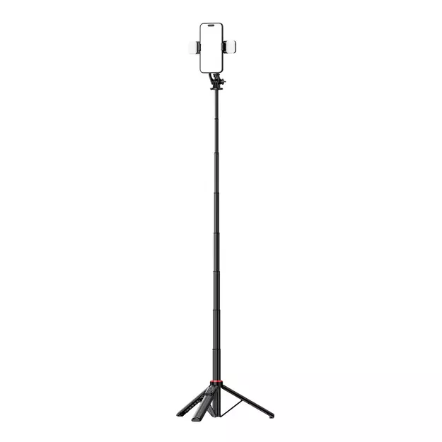 Selfie stick WC12YDS 1.3m aluminum alloy telescopic tripod with dual lamp and phone holder - black 16