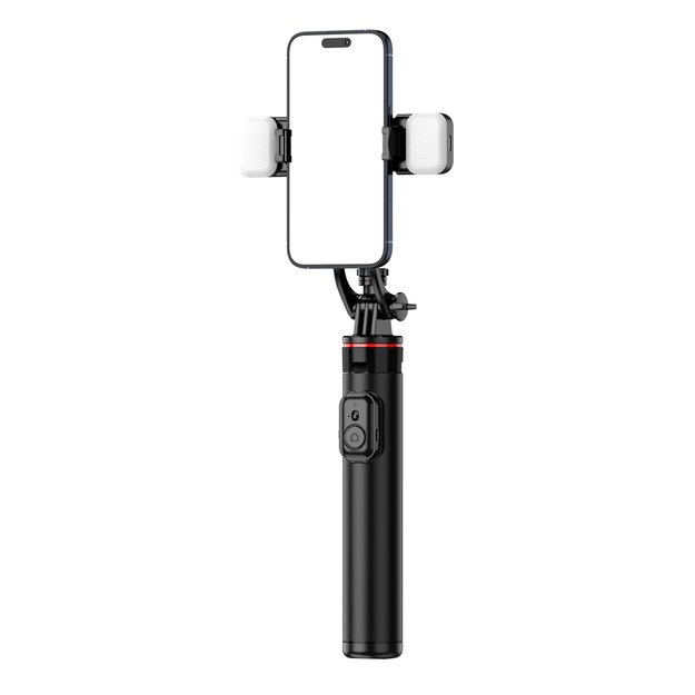 Selfie stick WC12YDS 1.3m aluminum alloy telescopic tripod with dual lamp and phone holder - black 7