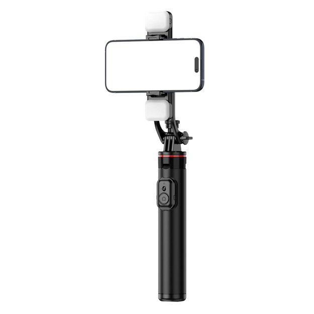 Selfie stick WC12YDS 1.3m aluminum alloy telescopic tripod with dual lamp and phone holder - black 8