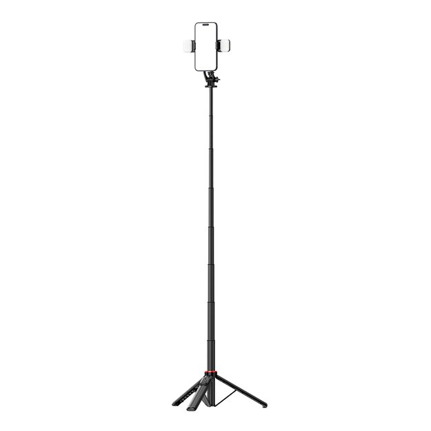 Selfie stick WC12YDS 1.3m aluminum alloy telescopic tripod with dual lamp and phone holder - black 16