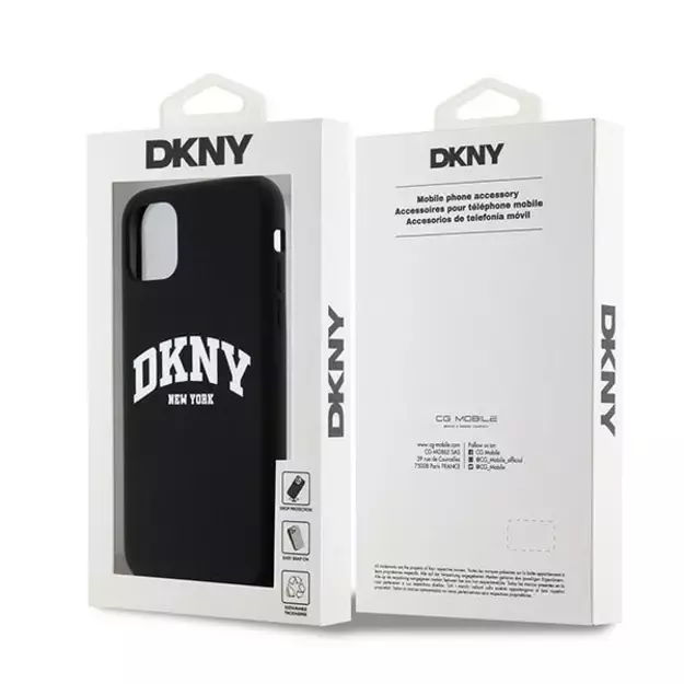 DKNY Liquid Silicone White Printed Logo MagSafe Case for iPhone 11/Xr - Black 3