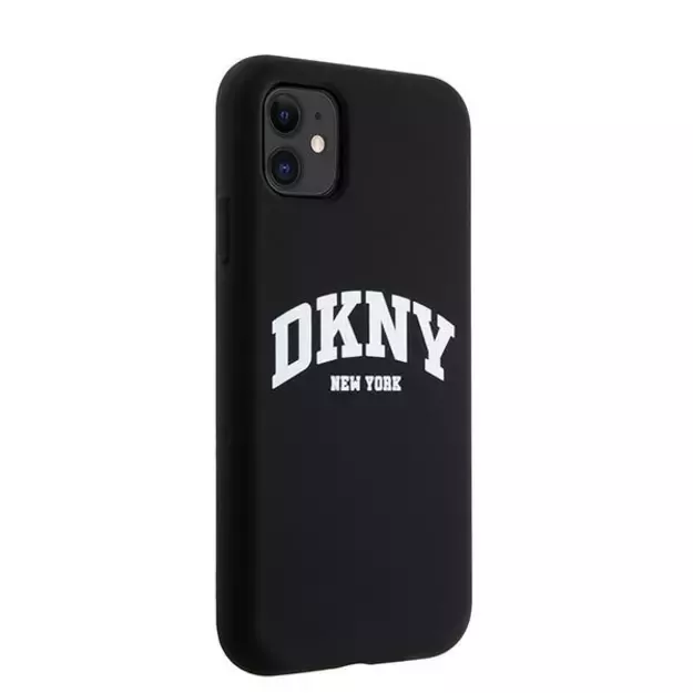DKNY Liquid Silicone White Printed Logo MagSafe Case for iPhone 11/Xr - Black 4