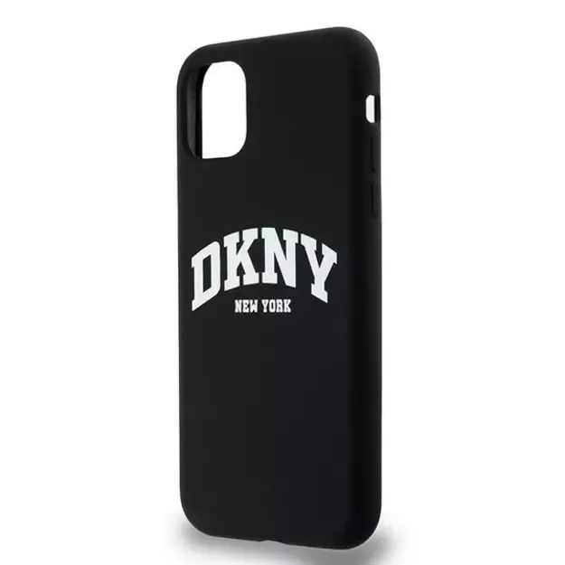 DKNY Liquid Silicone White Printed Logo MagSafe Case for iPhone 11/Xr - Black 1