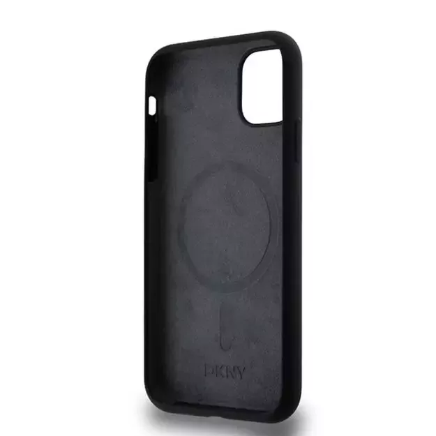 DKNY Liquid Silicone White Printed Logo MagSafe Case for iPhone 11/Xr - Black 2