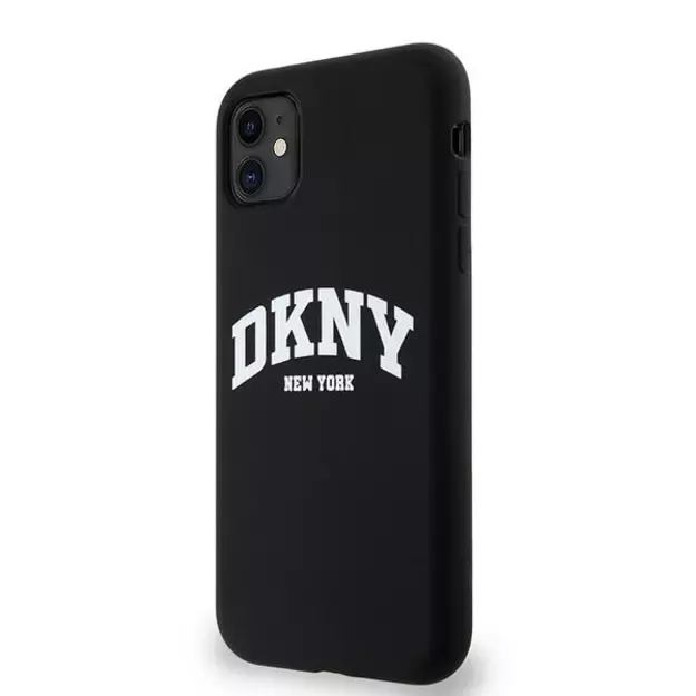 DKNY Liquid Silicone White Printed Logo MagSafe Case for iPhone 11/Xr - Black 6
