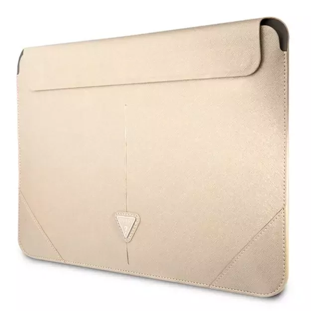 Guess Saffiano Triangle Logo case for a 16&quot  laptop - beige 1