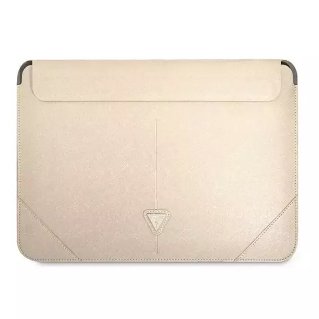 Guess Saffiano Triangle Logo case for a 16&quot  laptop - beige