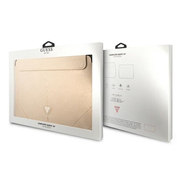 Guess Saffiano Triangle Logo case for a 16&quot  laptop - beige 6