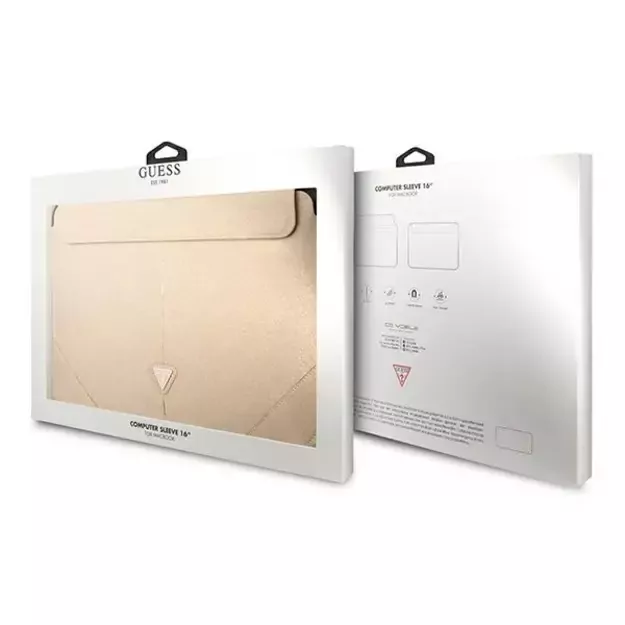 Guess Saffiano Triangle Logo case for a 16&quot  laptop - beige 3
