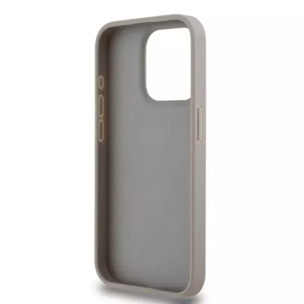 DKNY Leather Mono Stripe &amp  Metal Logo case for iPhone 15 Pro - beige 13