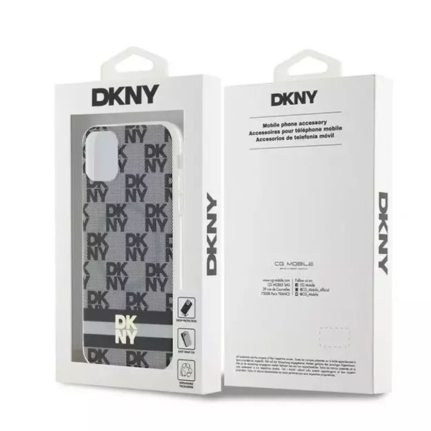 DKNY IML Checkered Mono Pattern &amp  Printed Stripes MagSafe Case for iPhone 11 / Xr - Black 4