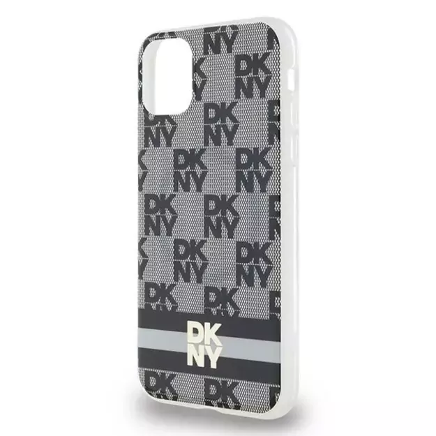 DKNY IML Checkered Mono Pattern &amp  Printed Stripes MagSafe Case for iPhone 11 / Xr - Black 2