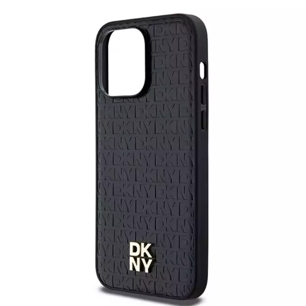 DKNY Leather Pattern Metal Logo MagSafe Case for iPhone 13 Pro / 13 - Black 12