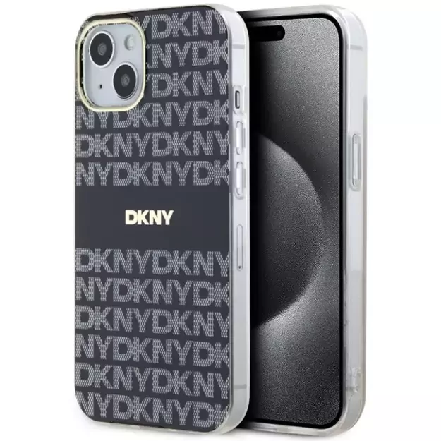 DKNY IML Mono &amp  Stripe MagSafe Case for iPhone 15 Plus / 14 Plus - Black