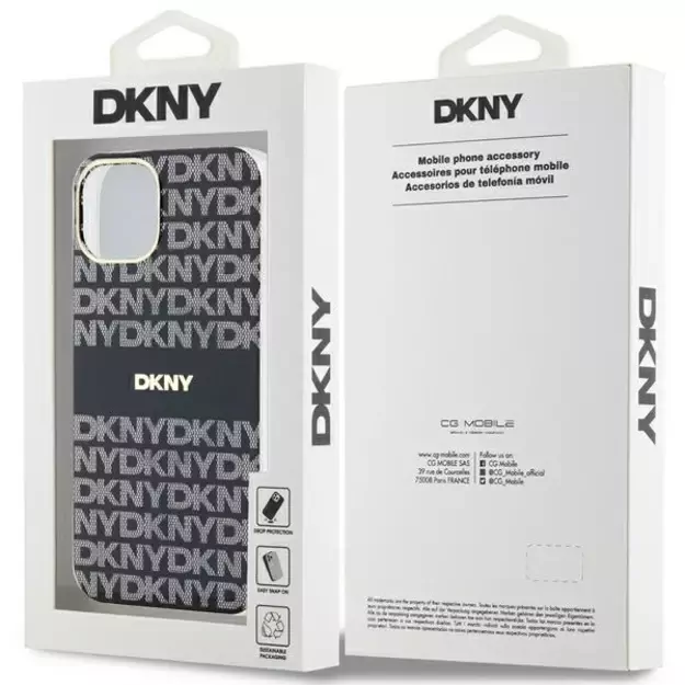 DKNY IML Mono &amp  Stripe MagSafe Case for iPhone 15 Plus / 14 Plus - Black 14