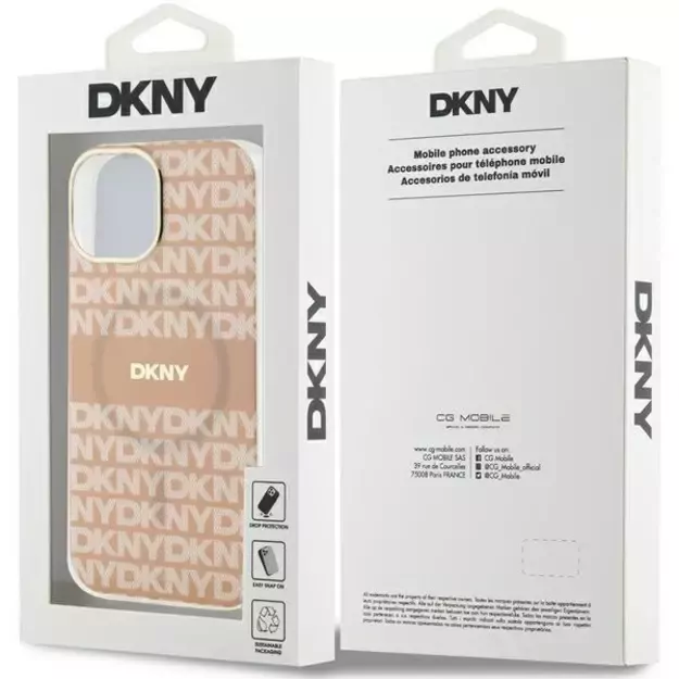 DKNY IML Mono &amp  Stripe MagSafe case for iPhone 15 / 14 / 13 - pink 14