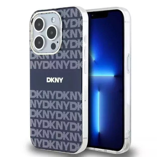 DKNY IML Mono &amp  Stripe MagSafe case for iPhone 15 Pro Max - blue