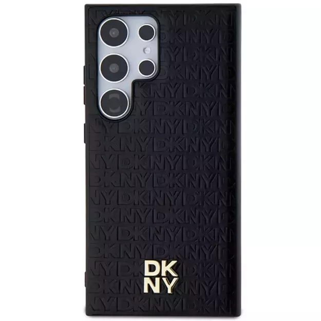 DKNY Leather Pattern Metal Logo MagSafe case for Samsung Galaxy S24 Ultra - black 8
