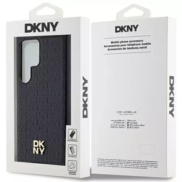 DKNY Leather Pattern Metal Logo MagSafe case for Samsung Galaxy S24 Ultra - black 13