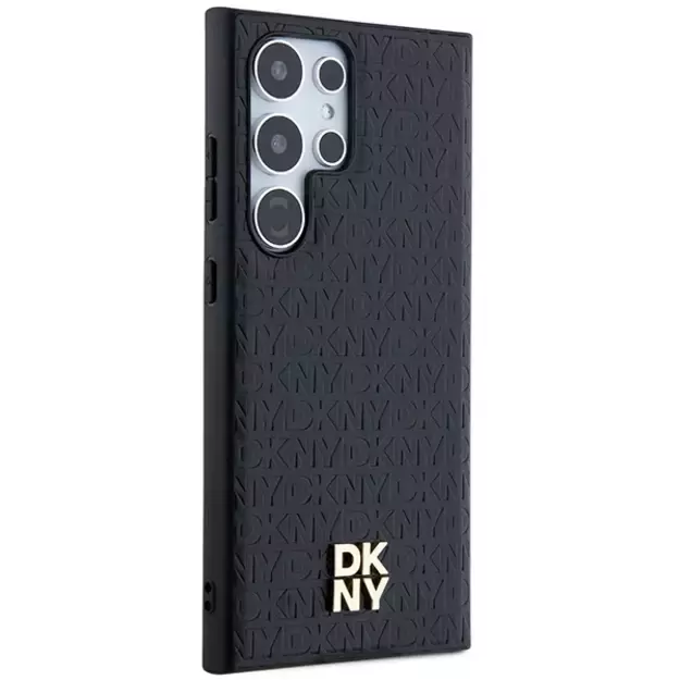 DKNY Leather Pattern Metal Logo MagSafe case for Samsung Galaxy S24 Ultra - black 9