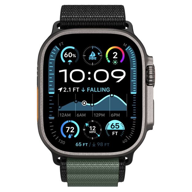 Strap Spigen WBF1 Strap for Apple Watch 44 / 45 / 46 / 49 mm - Black and Green 3