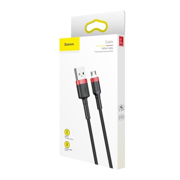 Baseus Cafule Cable CAMKLF-C91 USB-A / micro USB 1.5A 2 m - black and red 11