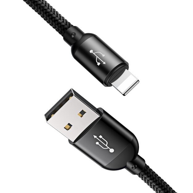 Baseus Three Primary Colors 3in1 USB-A - micro USB / Lightning / USB-C 3.5A cable 1.2 m - black 3