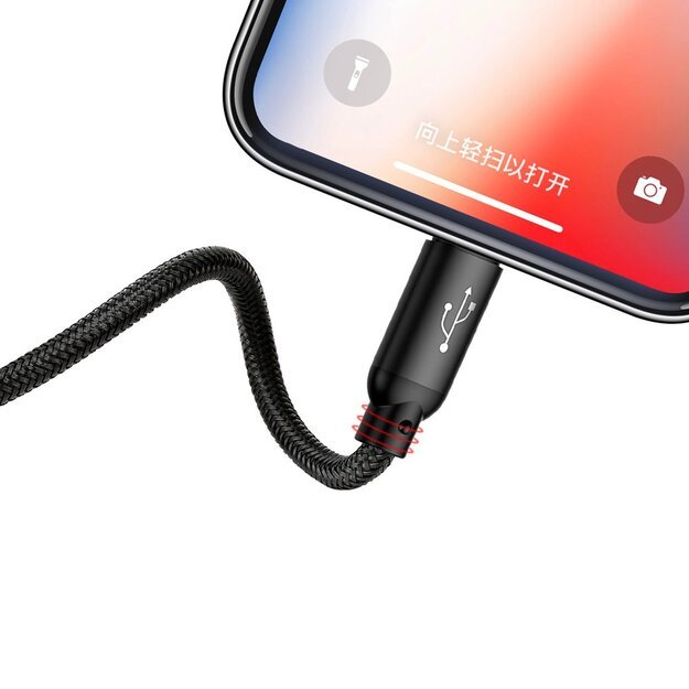 Baseus Three Primary Colors 3in1 USB-A - micro USB / Lightning / USB-C 3.5A cable 1.2 m - black 5
