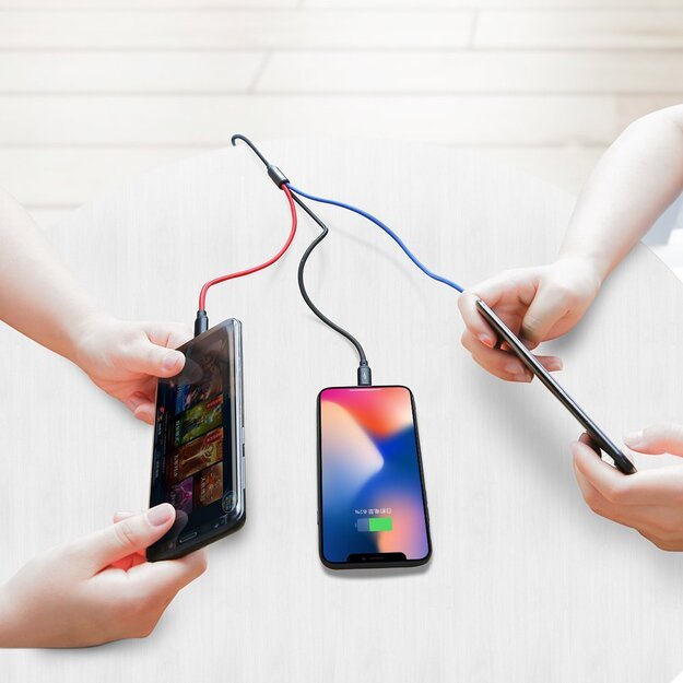 Baseus Three Primary Colors 3in1 USB-A - micro USB / Lightning / USB-C 3.5A cable 1.2 m - black 9