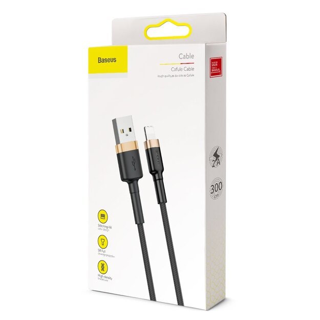 Baseus Cafule USB-A / Lightning 2A QC 3.0 cable 3 m - black and gold 6