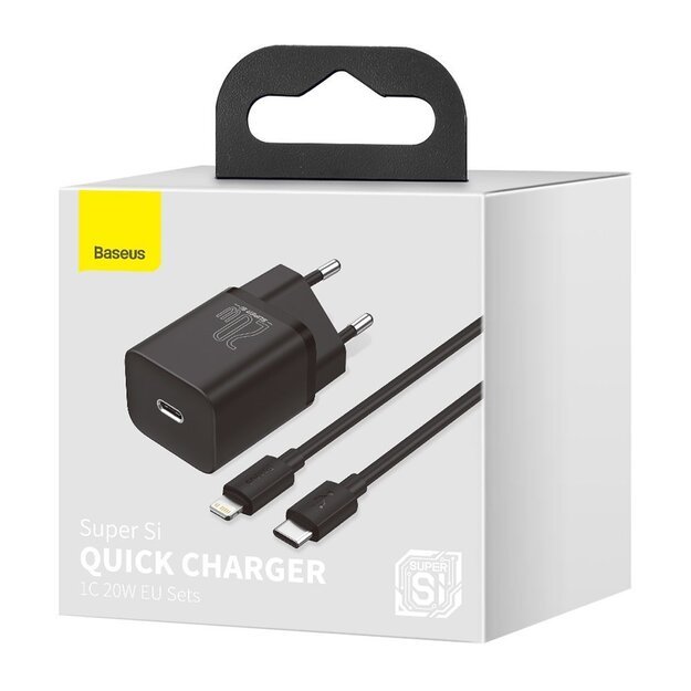 Baseus Super Si 1C fast charger USB Type C 20W Power Delivery + USB Type C - Lightning cable 1m black (TZCCSUP-B01) 5
