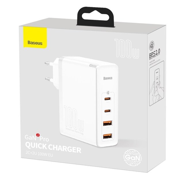 Baseus GaN2 Pro fast charger 100W USB / USB Type C Quick Charge 4+ Power Delivery white (CCGAN2P-L02) 6
