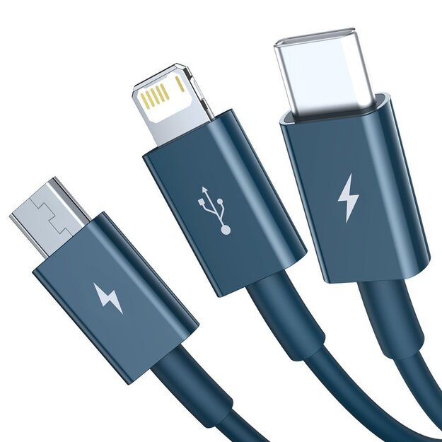 Baseus Superior 3in1 USB cable - Lightning / USB Type C / micro USB 3.5 A 1.5 m blue (CAMLTYS-03) 3