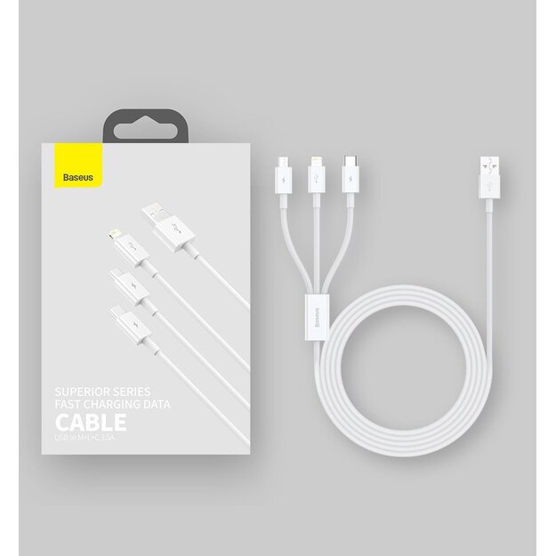 Baseus Superior 3in1 USB cable - Lightning / USB Type C / micro USB 3.5 A 1.5 m blue (CAMLTYS-03) 20
