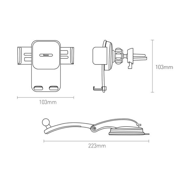 Baseus 2in1 car holder for cockpit and ventilation grille black (SUYK000001) 21